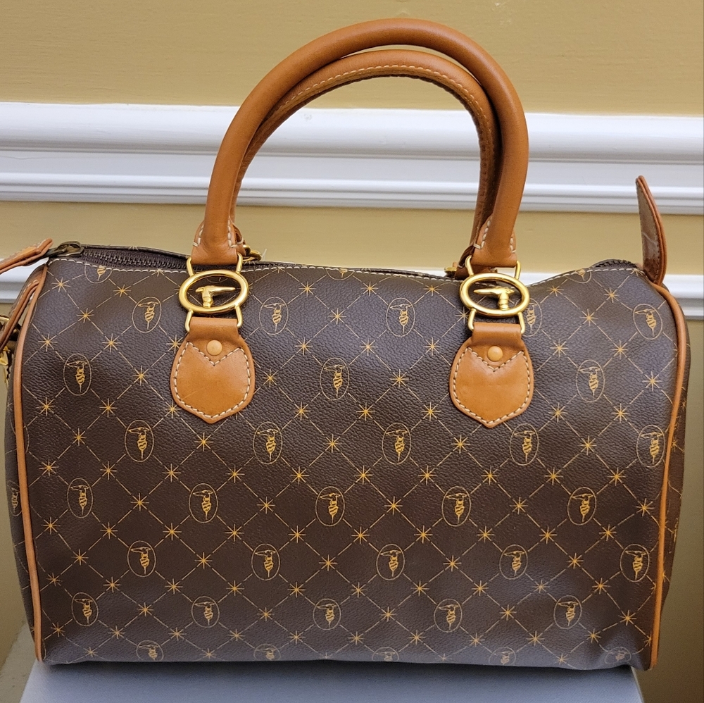 Trussardi Brown & Tan Coated Canvas Handbag